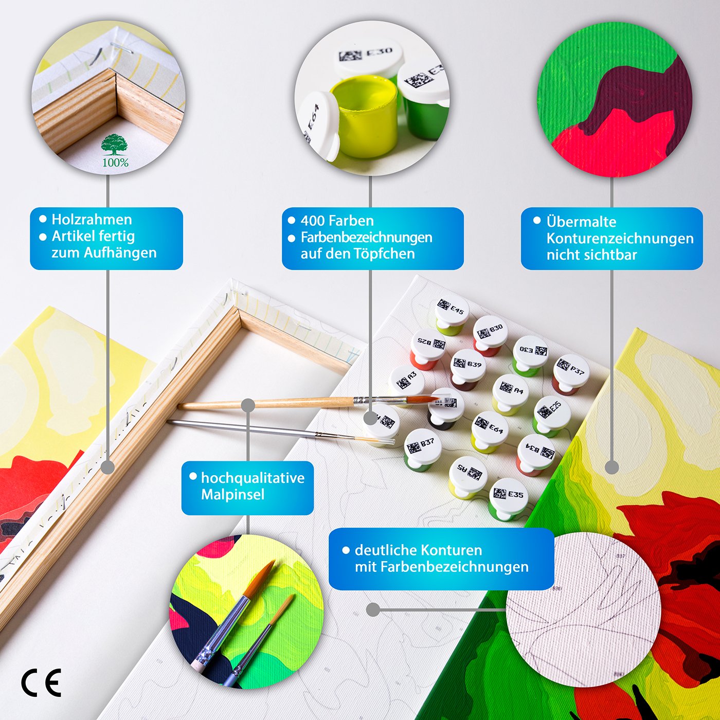 murando - Malen nach Zahlen Hund Welpe 40x60 cm Malset mit Holzrahmen auf Leinwand für Erwachsene Kinder Gemälde Handgemalt Kit DIY Geschenk Dekoration n-A-0313-d-a