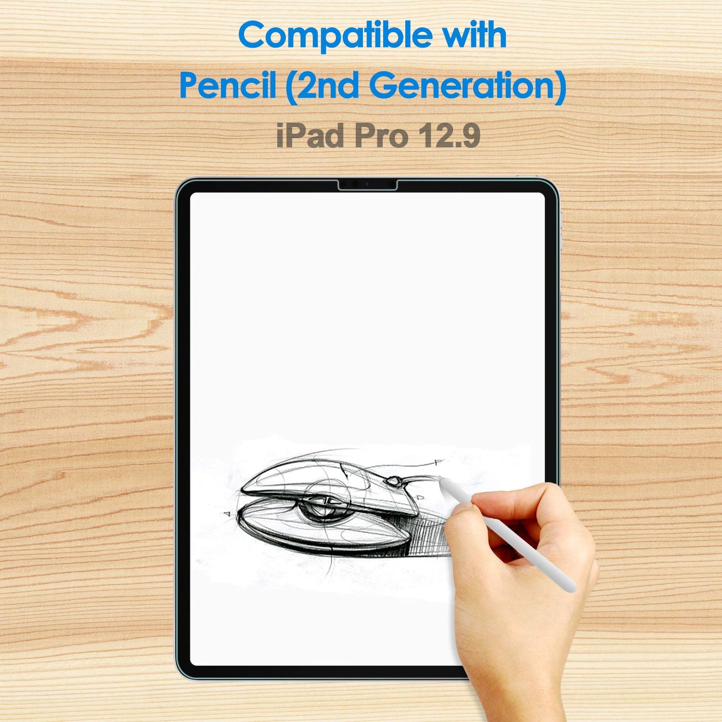 JETech Schutzfolie für iPad Pro 12,9 Zoll Modell 2022/2021/2020/2018 (6./5./4./3. Generation), Kante zu Kante Liquid Retina Display, Unterstützt Pencil & Face ID, Gehärtetem Displayschutzfolie