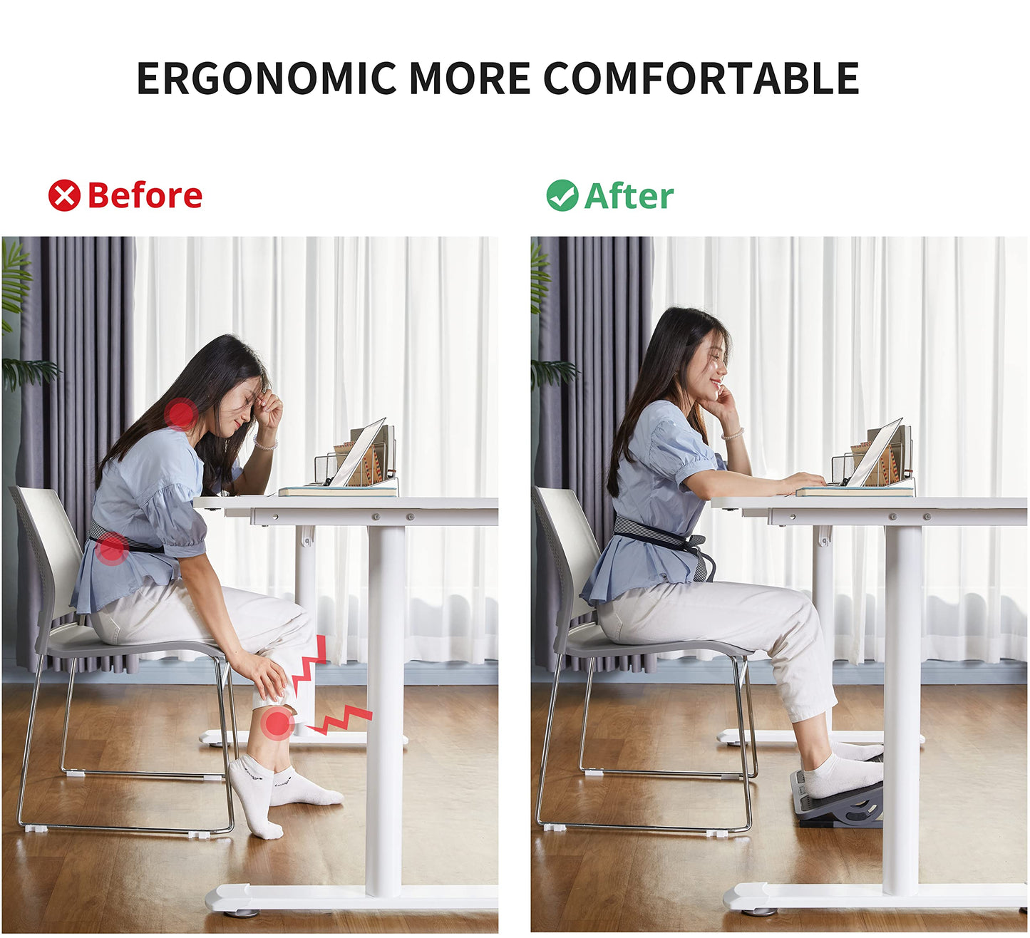 EUREKA ERGONOMIC Fußstütze Verstellbar Fußauflage mit Massagefläche Büro Schreibtisch Fußbank für Büro und Zuhause Schwarz und Grau