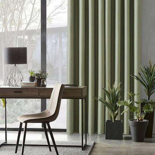 MRTREES Vorhang Salbeigrün 100% Vorhangverdunkelung Thermovorhang Wärmeisolierend Kälteschutzvorhang Gardinen Wohnzimmer 2er Set, Gardinenschals mit Ösen 225 cm Lang, 140 cm Breit