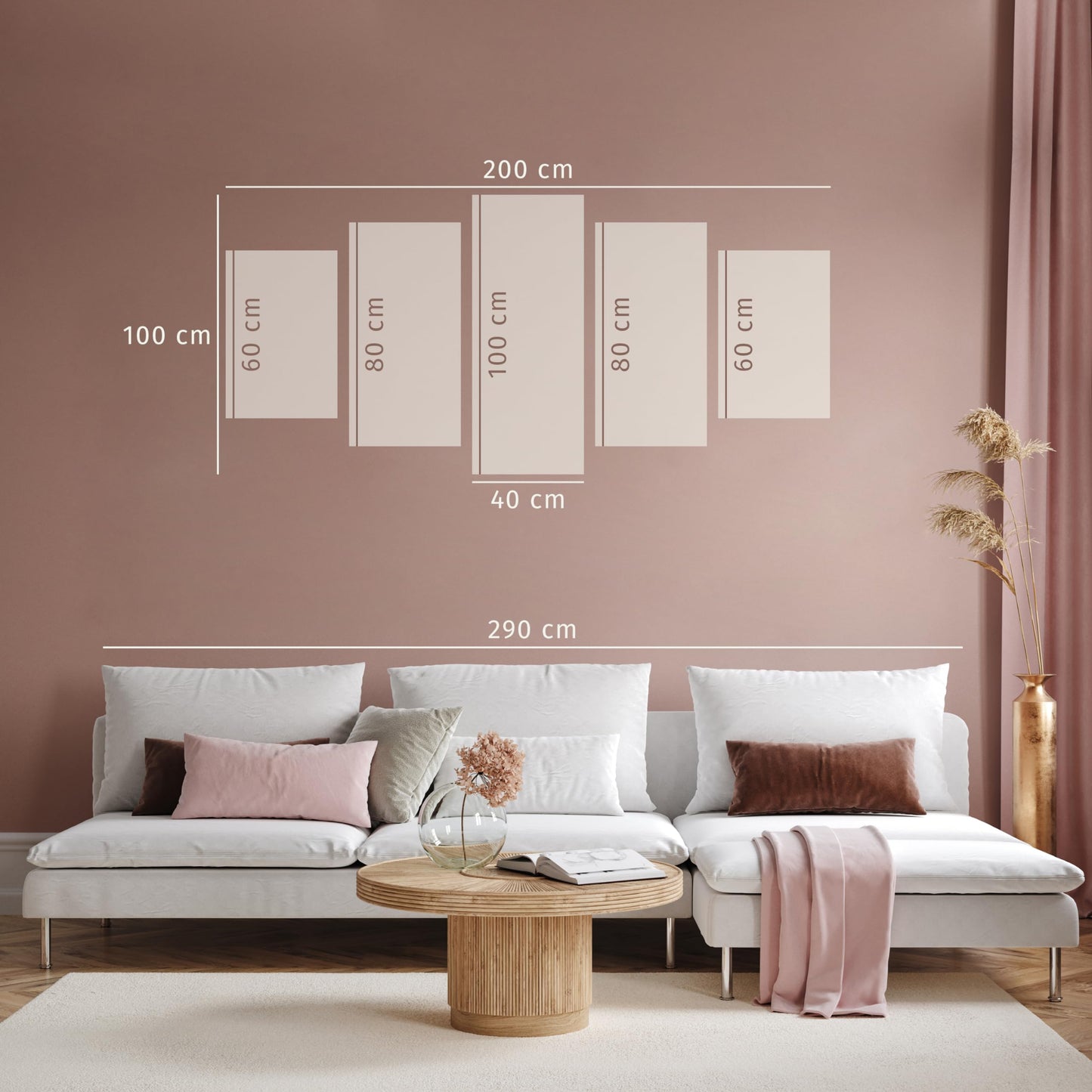 murando - Wandbilder XXL Blumen 200x100cm 5 tlg - Wand Deko Leinwand Bilder Groß Wanddeko Wohnzimmer Schlafzimmer Kunstdrucke - Lilien Abstrakt Diamant Textur silber dunkelrot