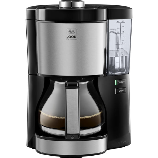 Melitta Look Perfection – Kaffeemaschine mit abnehmbarem Wassertank, Filterkaffeemaschine mit Glaskanne und Tropfstopp, für bis zu 10 Tassen Kaffee, schwarz