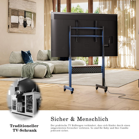 FITUEYES TV Ständer Rollbar Fernsehständer mit Rollen TV Rollwagen höhenverstellbar für 40-85 Zoll Fernseher Max 60KG VESA 600x400 mm