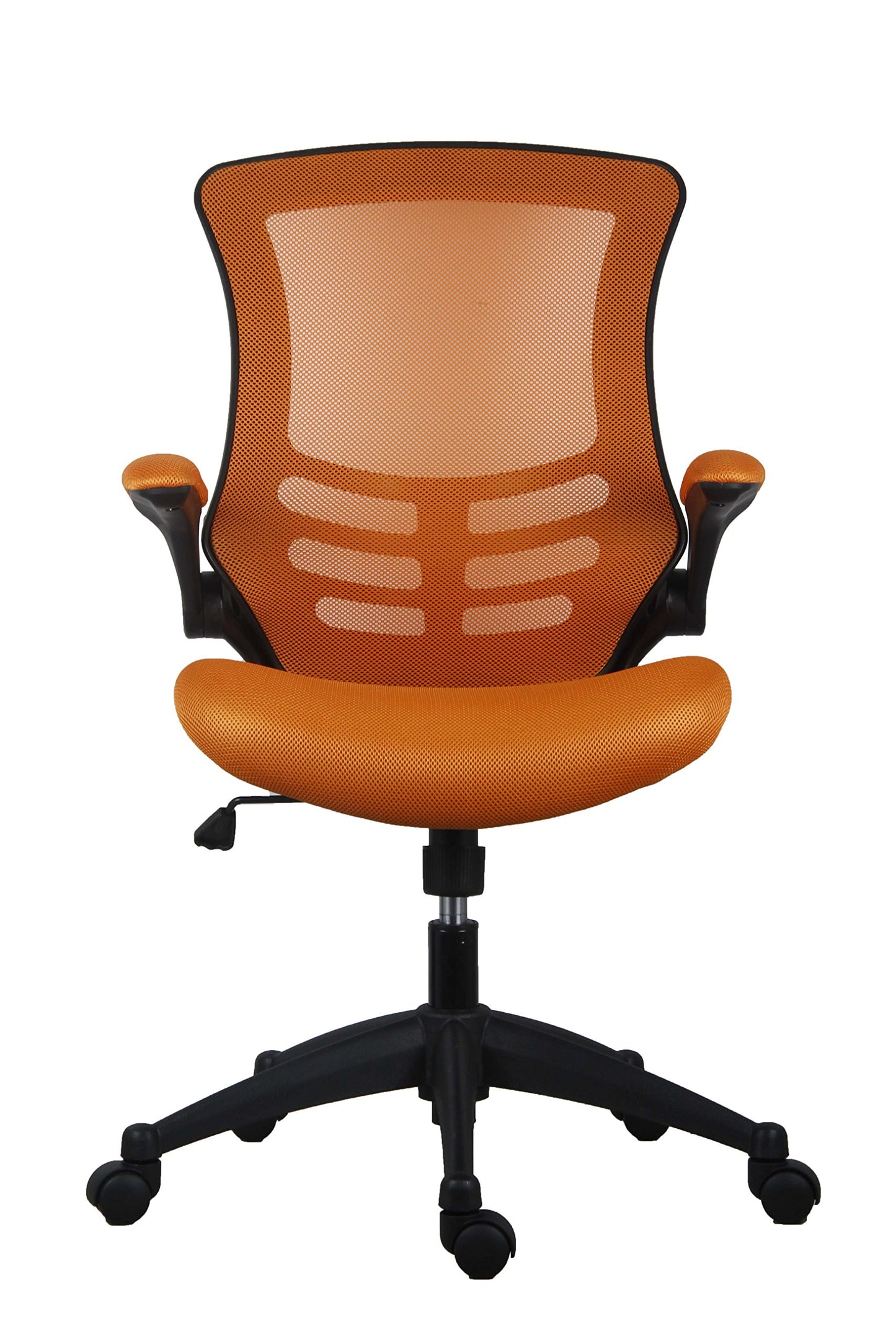 office hippo Gewebe-Operator-Bürostuhl, höhen- und kippverstellbarer ergonomischer Stuhl mit Spannungskontrolle, hochklappbare Armlehnen, für die tägliche Verwendung, bis zu 115 kg Tragkraft, Orange