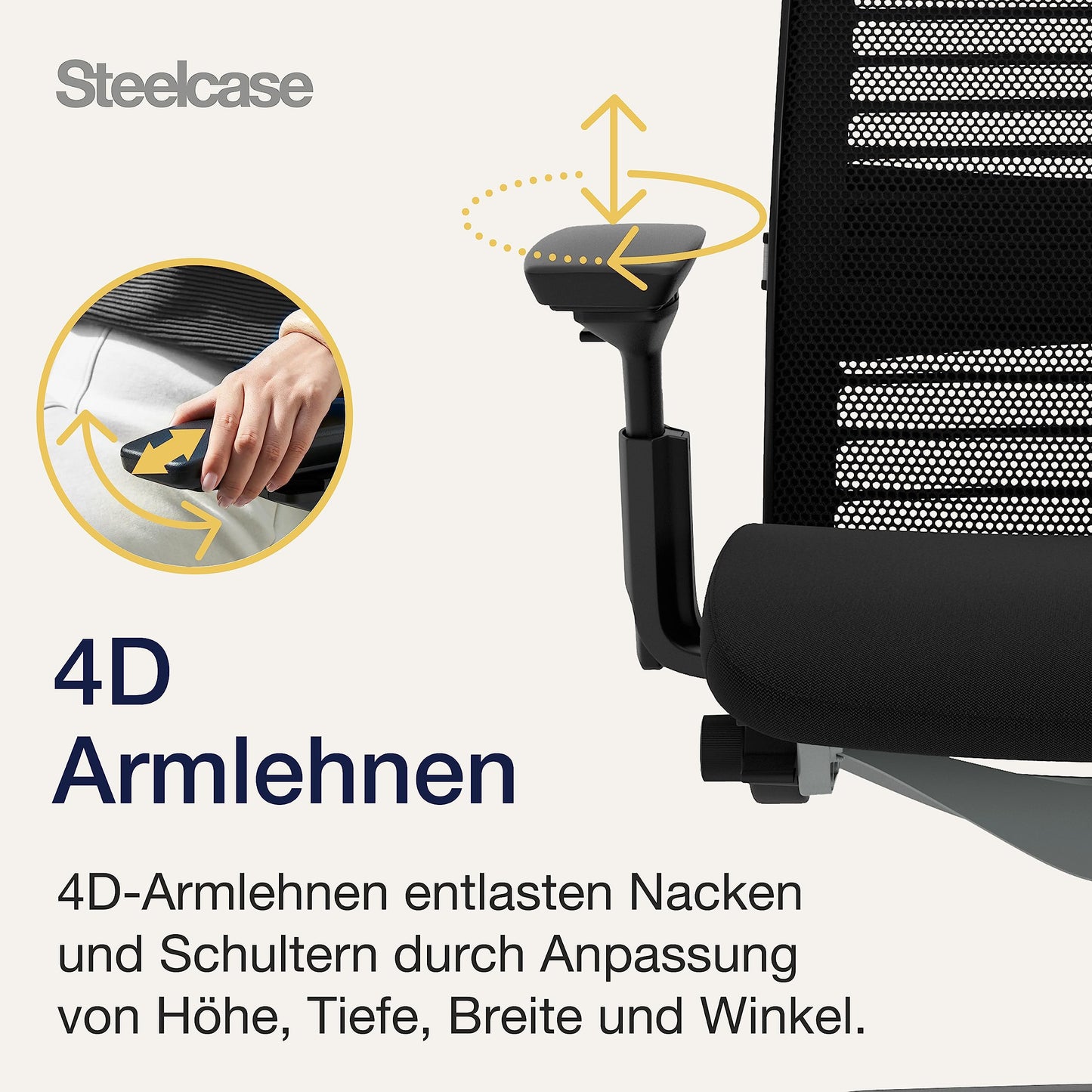 Steelcase Think Ergonomischer Bürostuhl mit LiveBack Lumbalstütze, 4D-Armlehnen, nachhaltigem Design Onyx