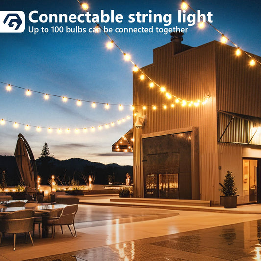 Led Lichterkette Außen Strom mit Fernbedienungen, Dimmbar 30M Outdoor Lichterketten Aussen mit 50+2 G40 Glühbirnen, Wasserdicht Garten Lichterkette für Terrasse Party Balkon