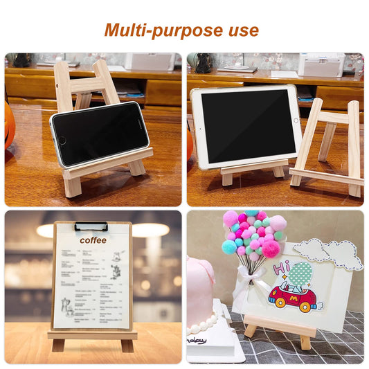 2 Stück Mini Staffeleien Holz (15 x 20 cm), Kleine Staffelei Holz für Bilder, Tischstaffelei Holz Klein für Ausstellung von Malerei, Zeichnung, Bilderrahmen