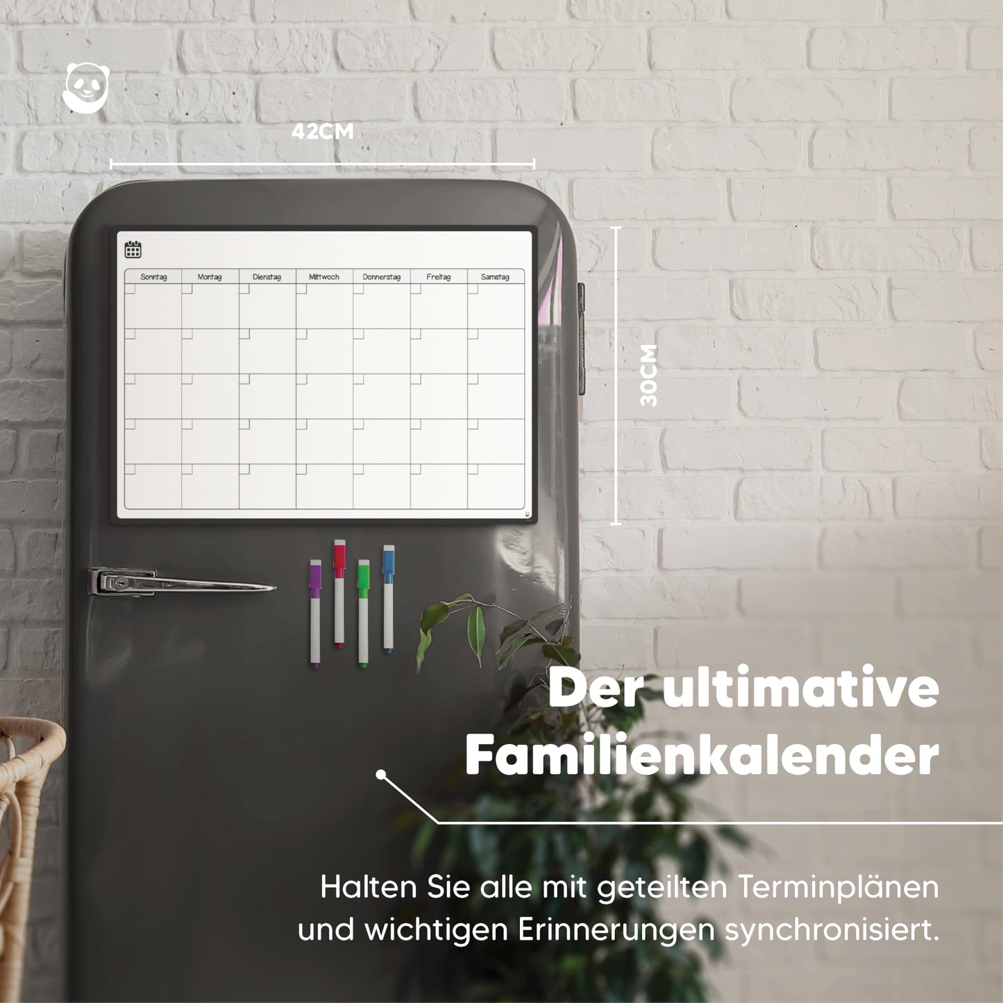 Smart Panda magnetisches Whiteboard und Kühlschrank-Kalender - ideal, um organisiert zu sein - Ideal für Monatsplanungen, Veranstaltungseinträge und Ferienpläne - Schreibtafel, Monatlich - auf Deutsch