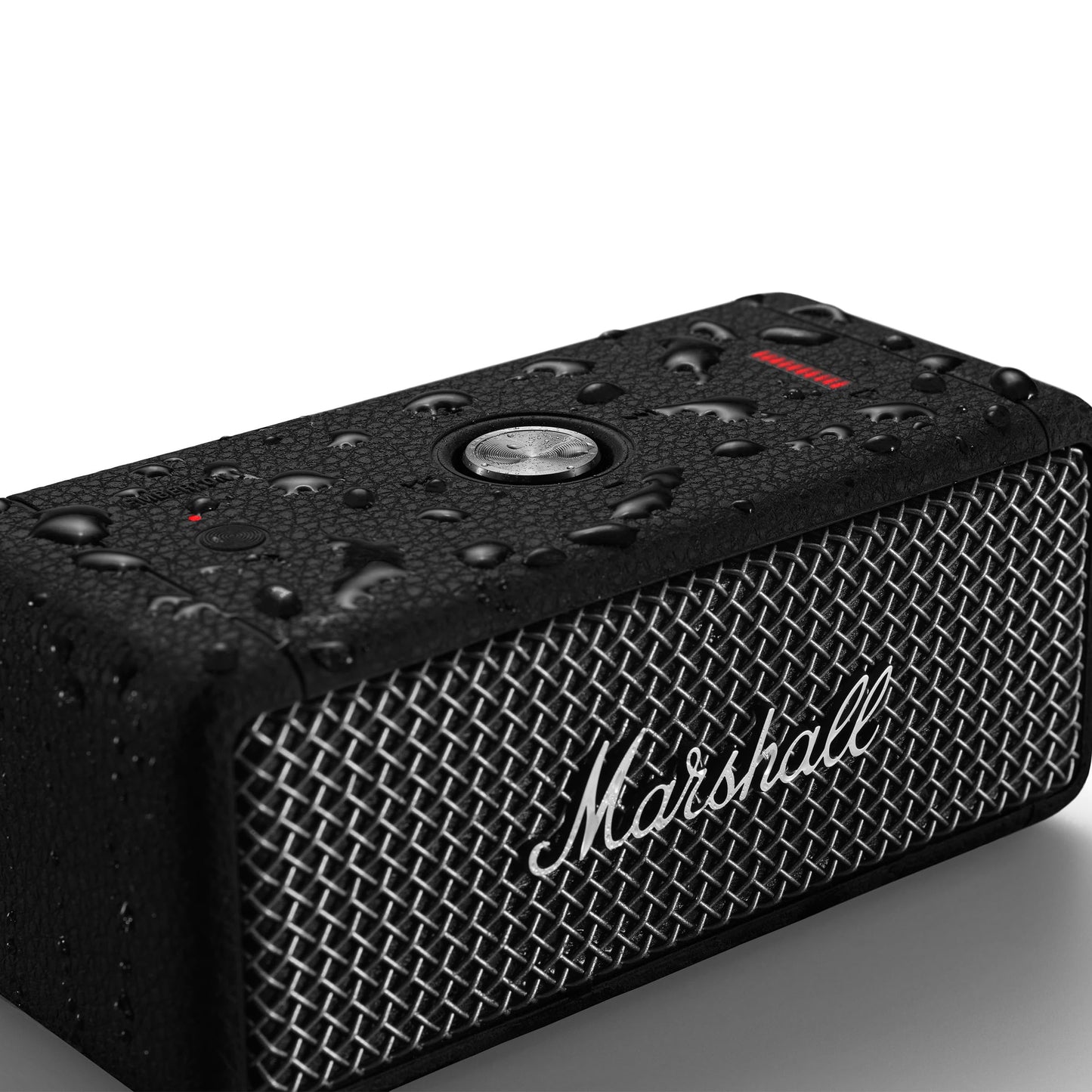 Marshall Emberton II tragbare Bluetooth Lautsprecher, kabellos, koppelbar, IP67 Staub und wasserfest, über 30 Stunden Spielzeit, Schnellladung, Innen- und Außenlautsprecher - Schwarz und Stahl