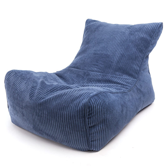 Ecopuf Flavio Sitzsack Sessel Cord - Sitzsack Wohnzimmer - Sitzpouf Samt - Weicher Sack Pouf mit Tasche und Griff, gepolstert - Entspannungssessel - Strickhocker - Wohnungseinrichtung - Blau SZ95