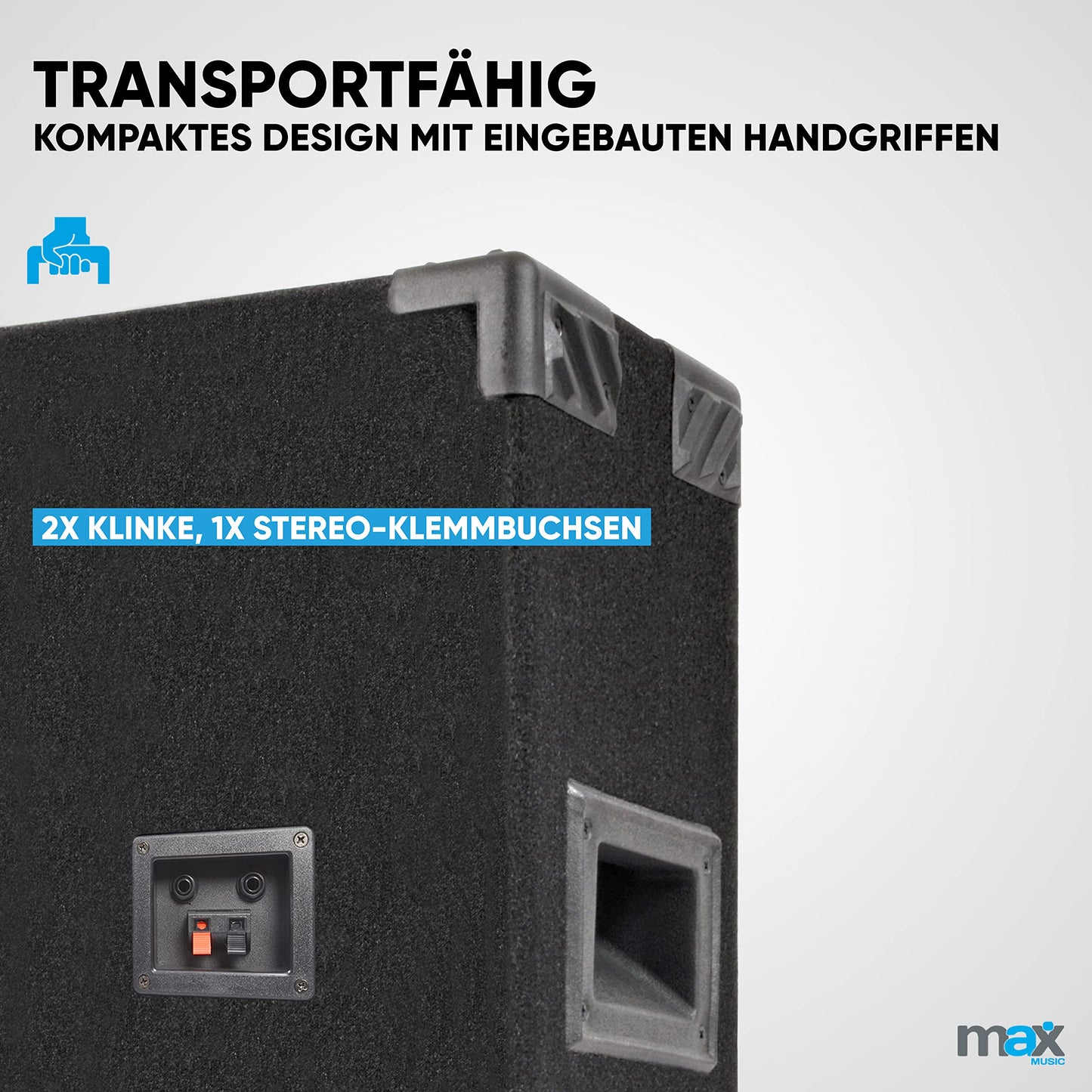 MAX28 - DJ Anfänger Set - DJ Boxen Set, inklusive Verstärker, 1000 Watt Endstufe, MAX28 Bundle 2 Lautsprecher mit Verstärker, PA Disco Boxen, Disco-Lautsprecher DJ Anlage, Komplett Set