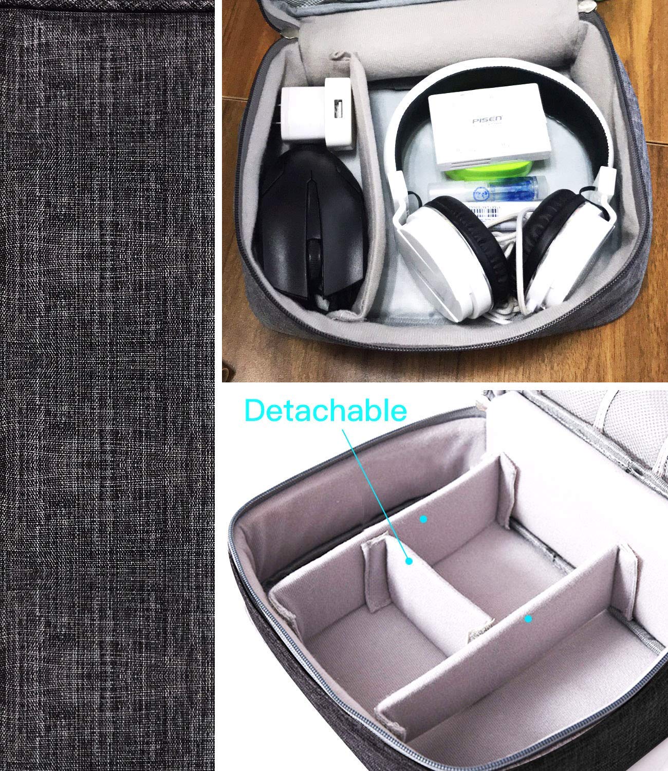 HCFGS Elektronische Tasche - Elektronik zubehör organisator - universal travel Kabel Organizer Tasche (Schwarz)