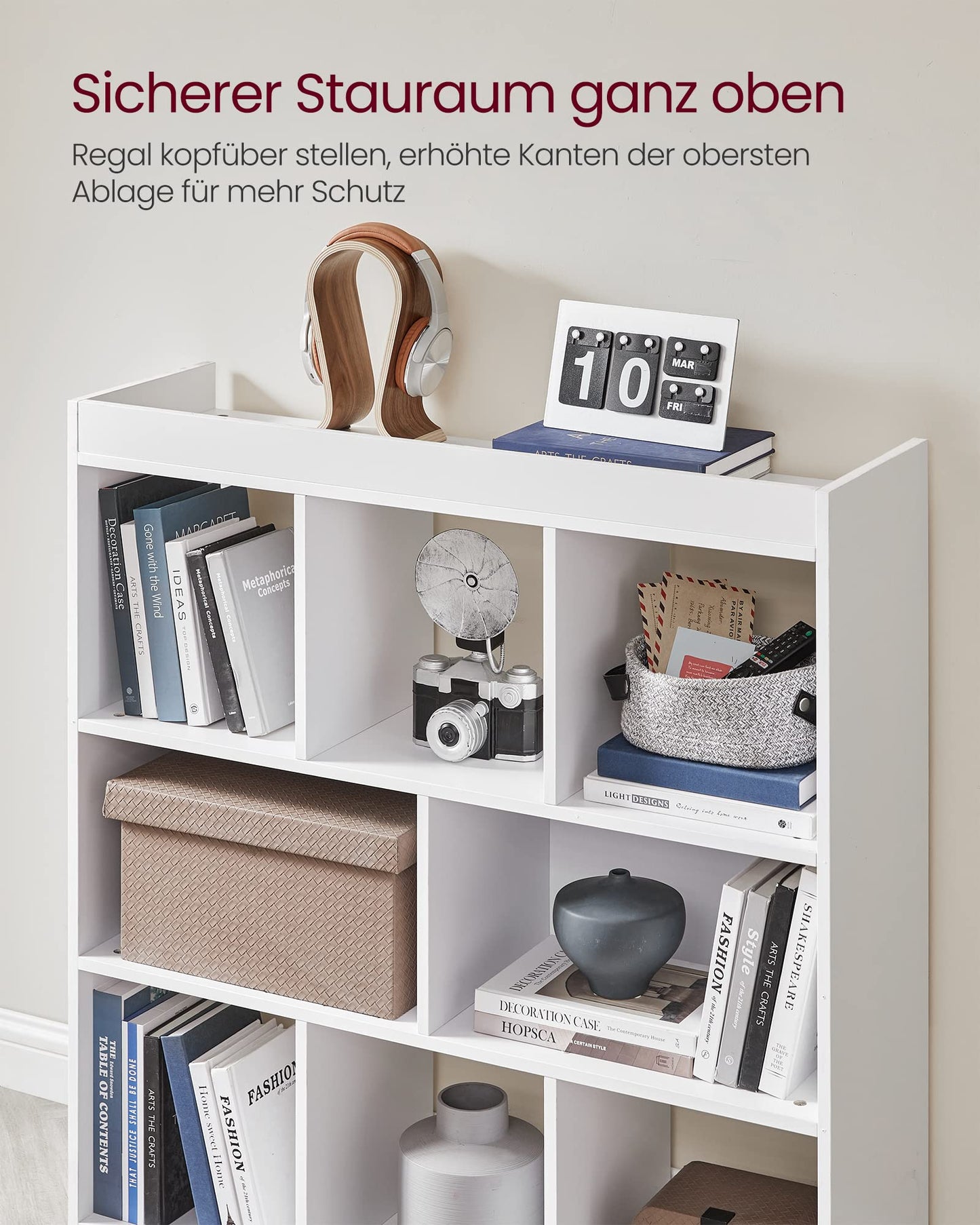 VASAGLE Bücherregal 8 Fächer Weiß, Flexibles Würfelregal 97,5 x 100 cm für Wohnzimmer, Büro und Schlafzimmer