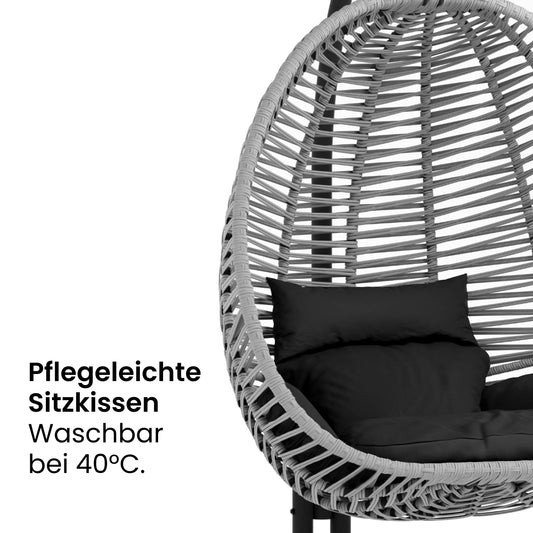 Mega Holz RLXME Tulum Outdoor Hängesessel mit Gestell - Bequemer Hängekorb Sessel - Rope Boho Swing Egg für Terrasse, Garten, Indoor