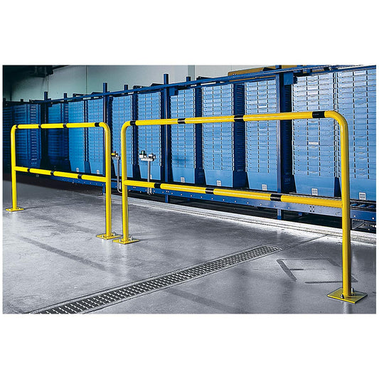 kaiserkraft | Schutzbügel | Stahlblech | Ø 42 mm | zum Aufdübeln in Gefahrenzonen | Breite 1000 mm | gelb/schwarz