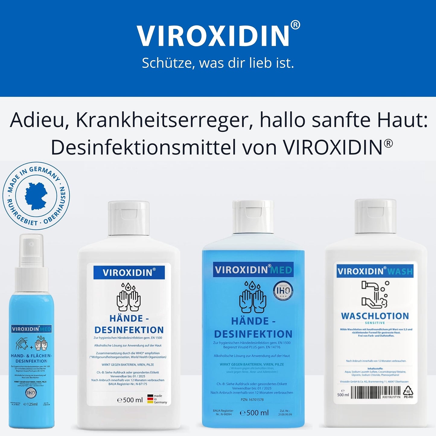 Viroxidin Med Desinfektionsmittel für Hände 5l - VERGLEICHSSIEGER - Handdesinfektionsmittel gegen Bakterien, Viren & Pilze für Hygienische Handdesinfektion - Begrenzt Viruzid PLUS gem. EN 14776