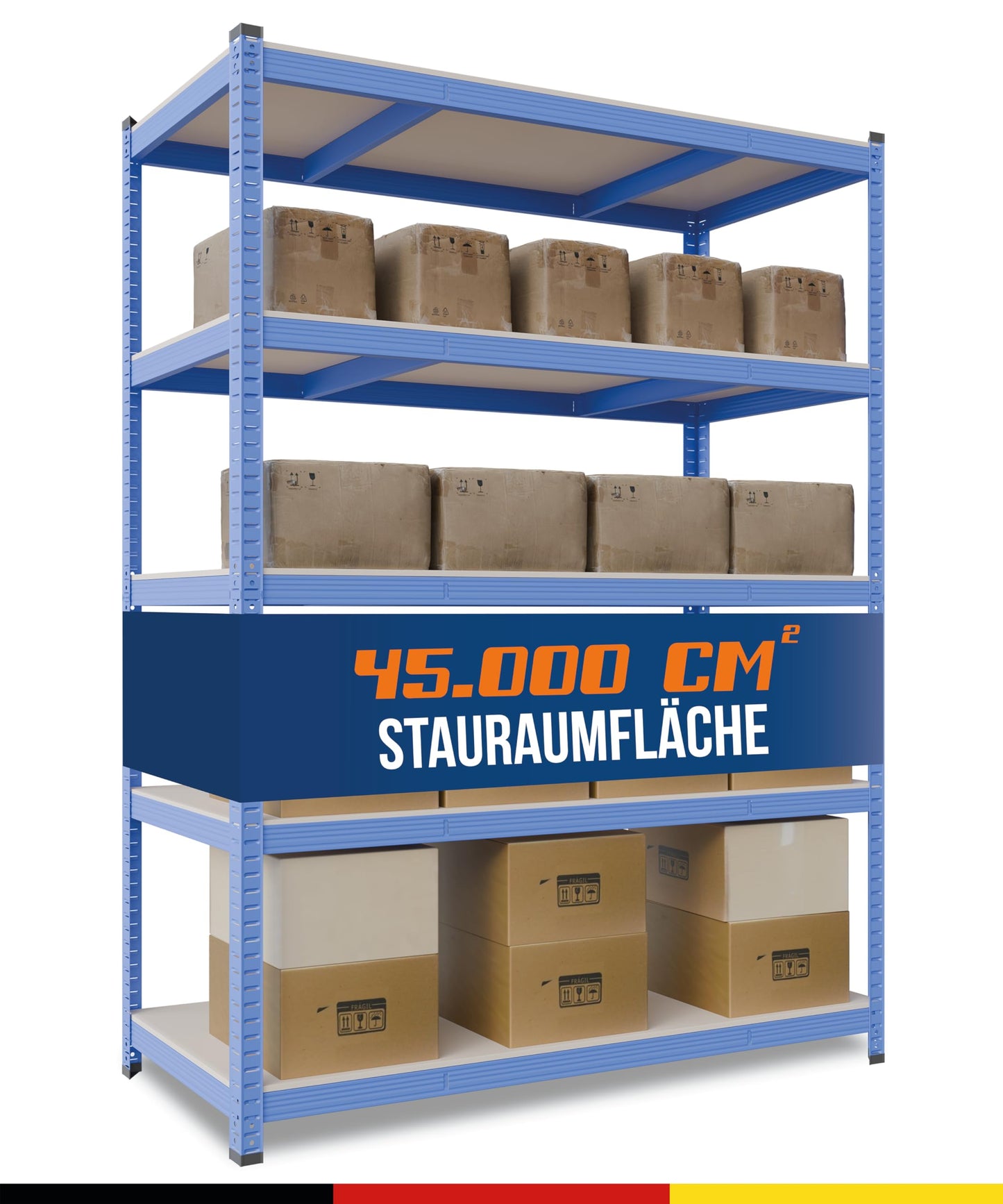 2mGoods 2er Set Robustes Schwerlastregal 180x150x60, geruchsarm mit abgerundeten Kanten, Küchenregal, Schimmelresistent, erhöhte Stahlstärke Metallregal, bis 875KG (Blau, 0,9 mm)