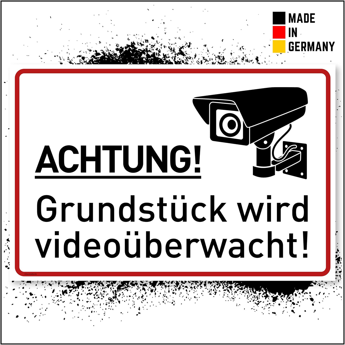 Achtung Videoüberwachung Schild (30x20 cm Kunststoff) - Warnschilder und Hinweisschilder - Videoüberwacht Schilder (Neue Cam)