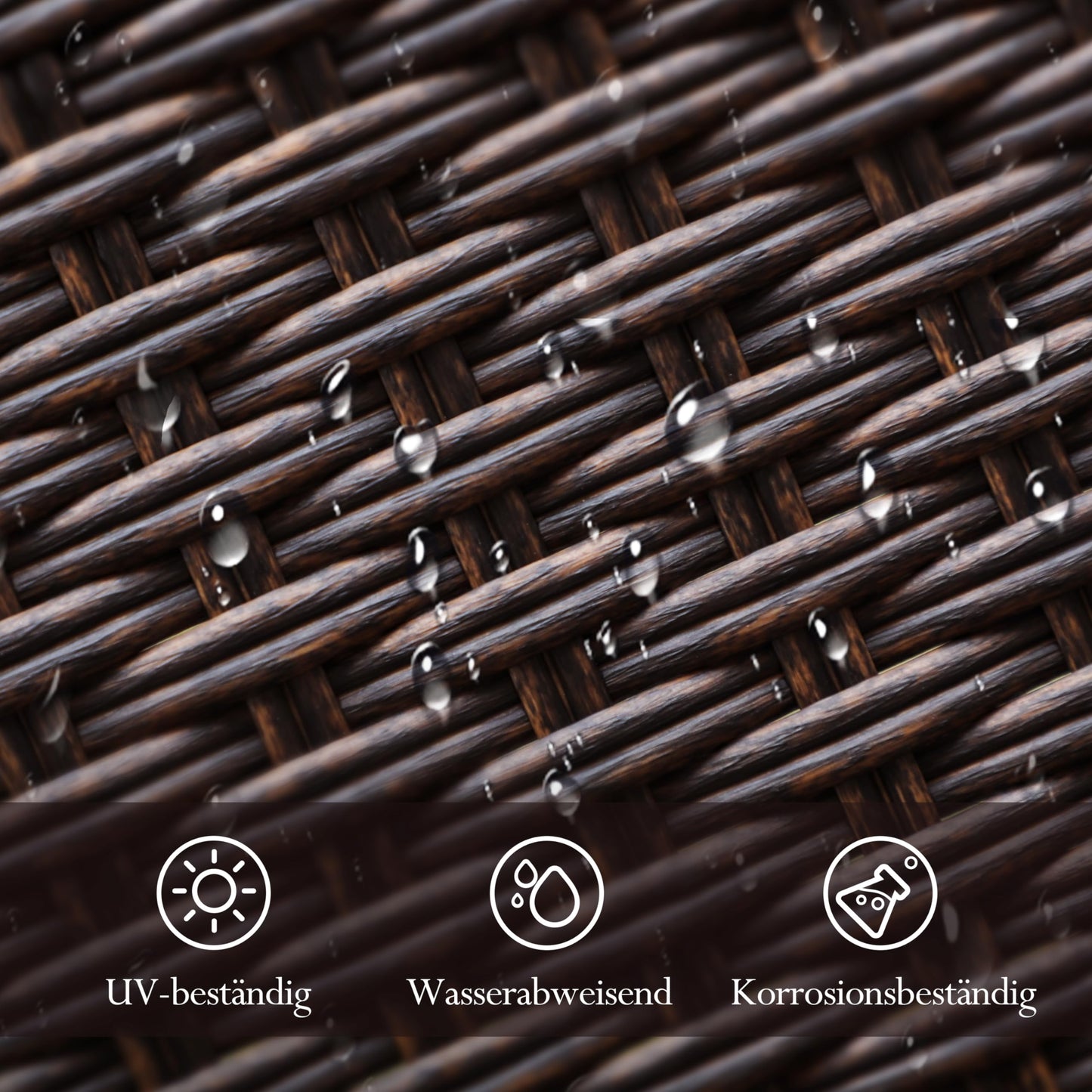 MFSTUDIO Rattan Balkonstuhl 2er Set, Garten Stühle Wetterfest, Schwarzbraunes Rattan, Stahlrahmen, Ergonomischer Hochlehner, Outdoor Sessel für Terrasse, Balkon, Bistro