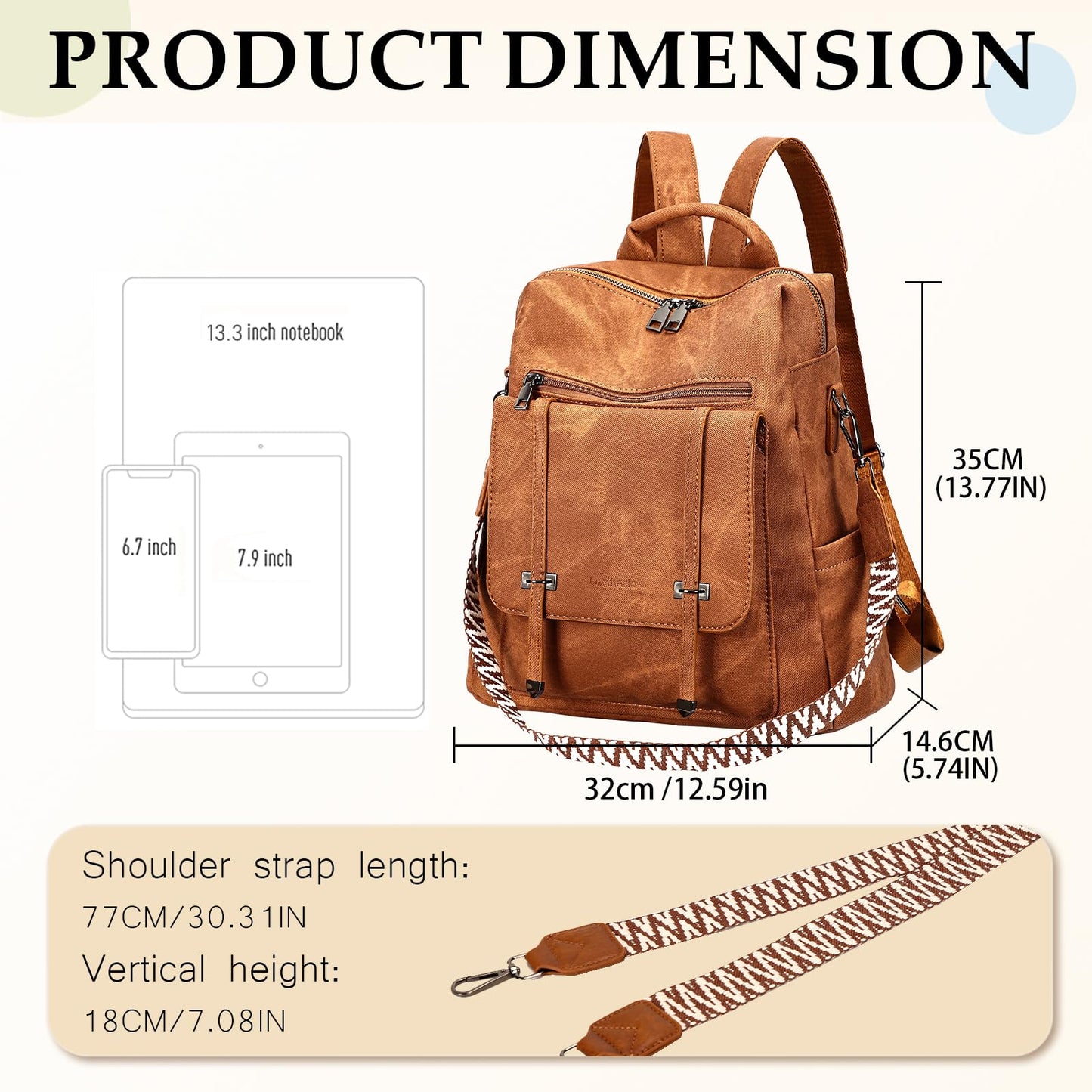 Leathario Rucksack Damen Wasserdicht,Cityrucksack aus PU Leder,Mittelgroße Damen-Rucksackhandtaschen, Cityrucksack Damen für Uni,Travel, Arbeit