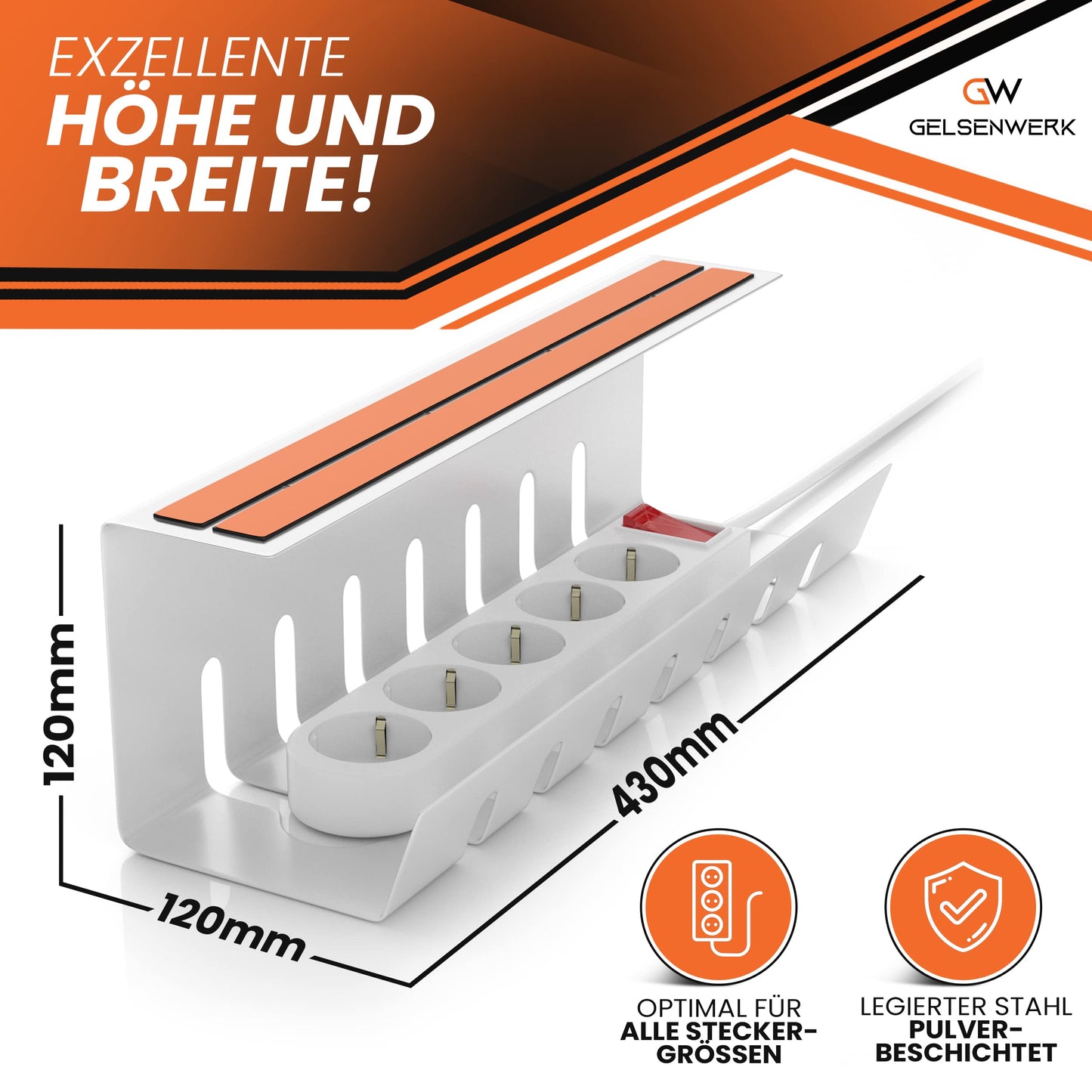 Kabelkanal Schreibtisch〖OHNE Bohren〗 fürs Kabelmanagement - Kabelwanne inkl. Kabelschlauch für saubere Kabelführung am Schreibtisch - Kabelmanagement Schreibtisch TÜV Rheinland geprüft