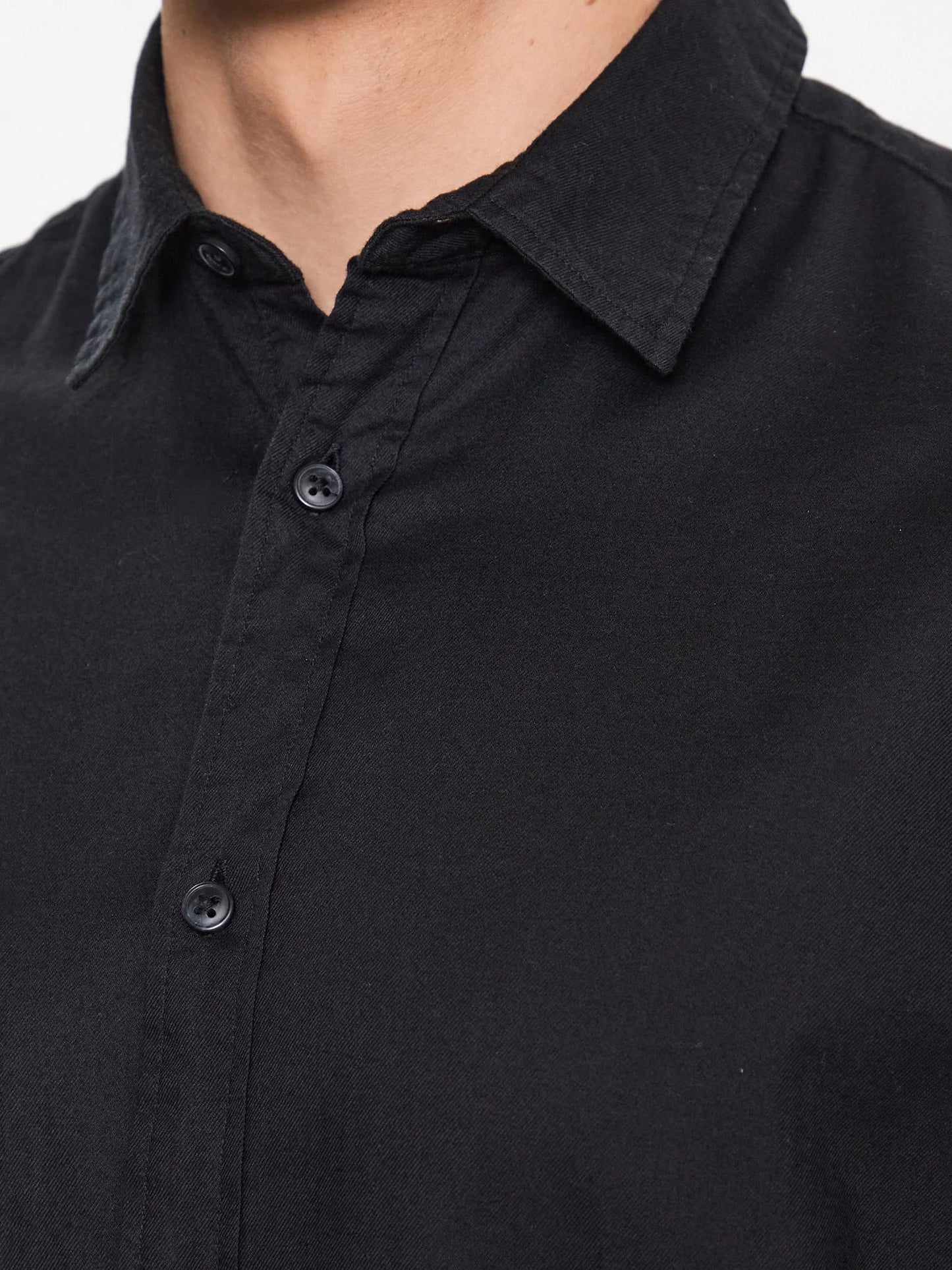 JACK&JONES Hemd Slim Fit Business Shirt Weiches Langarm Twill Oberteil aus Baumwolle JJEGINGHAM, Größe Hemd:L,Farben:Schwarz