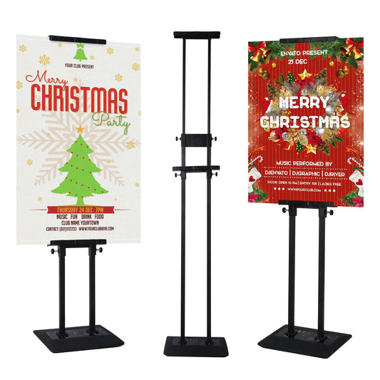 uyoyous Verstellbarer Plakatständer mit 2 kg gewichtetem Sockel, beidseitig Gehwegaufsteller Werbetafel, wetterfester Infoständer rutschfest, für Hochzeiten, Messen, Einzelhandel, Menüs