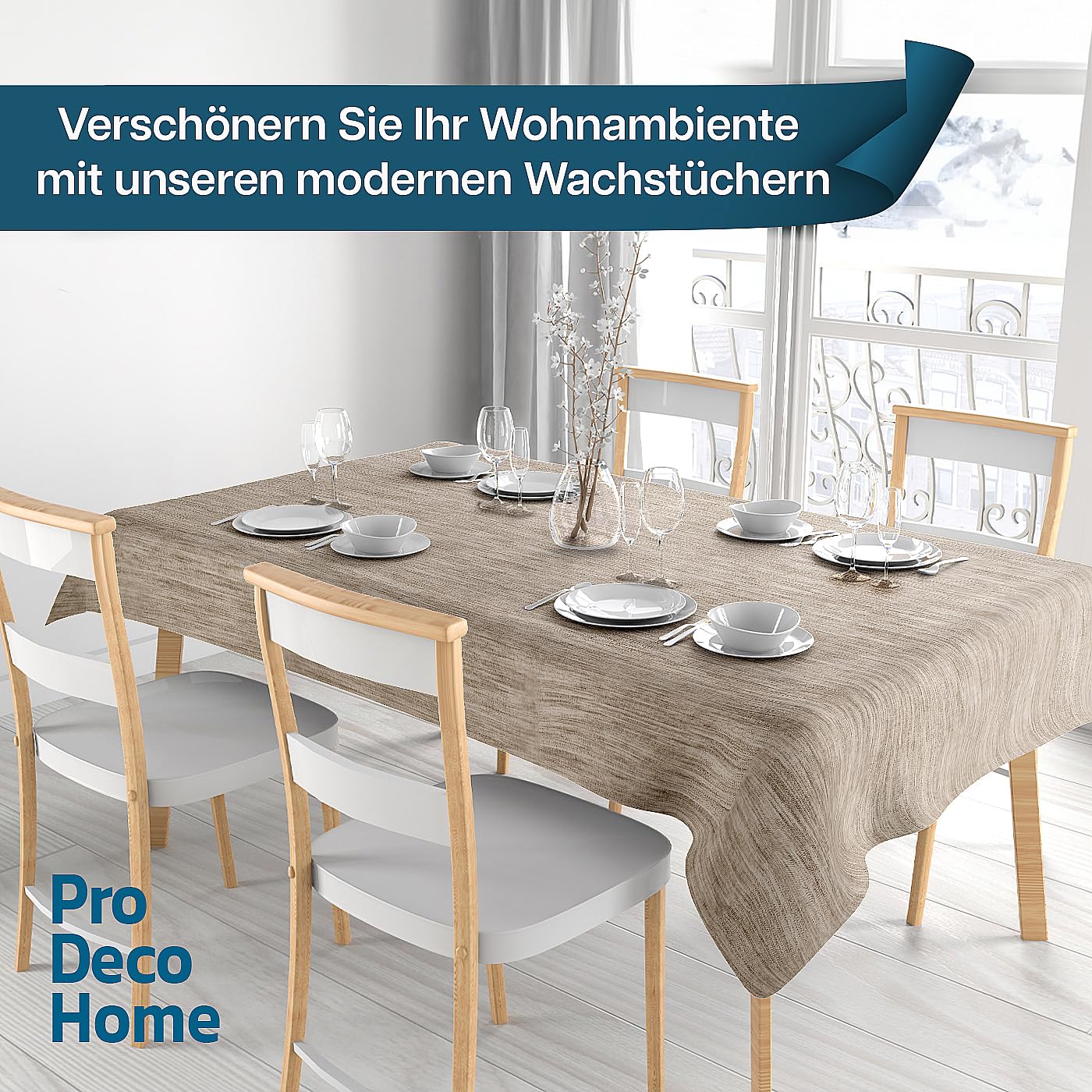 Wachstuch Robuste Leinen Prägung Rund Oval Größe & Farbe wählbar Oval 130 x 180 cm Beige Sand abwaschbare Tischdecke