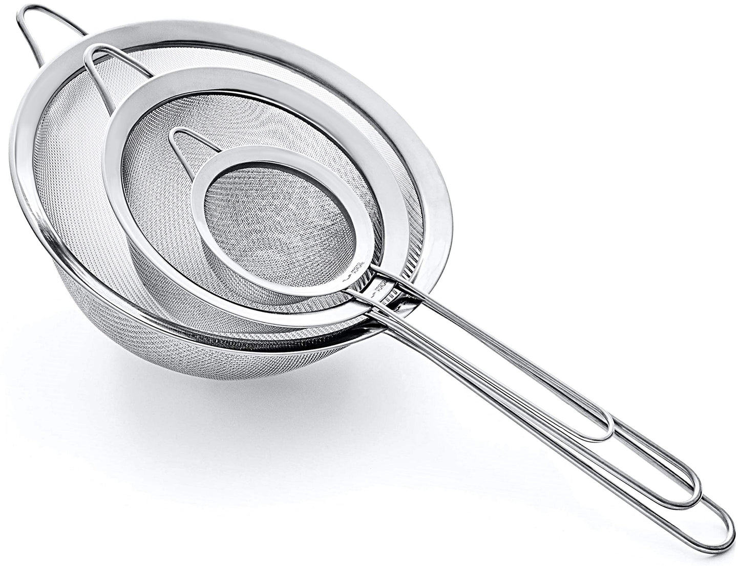 Proto Future Hochwertiges Küchensieb Set, Feinmaschig - 8.5/14/20cm - Premium 304 Edelstahl - Langlebige Siebe, Sieb Set für die Küche