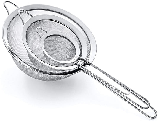 Proto Future Hochwertiges Küchensieb Set, Feinmaschig - 8.5/14/20cm - Premium 304 Edelstahl - Langlebige Siebe, Sieb Set für die Küche
