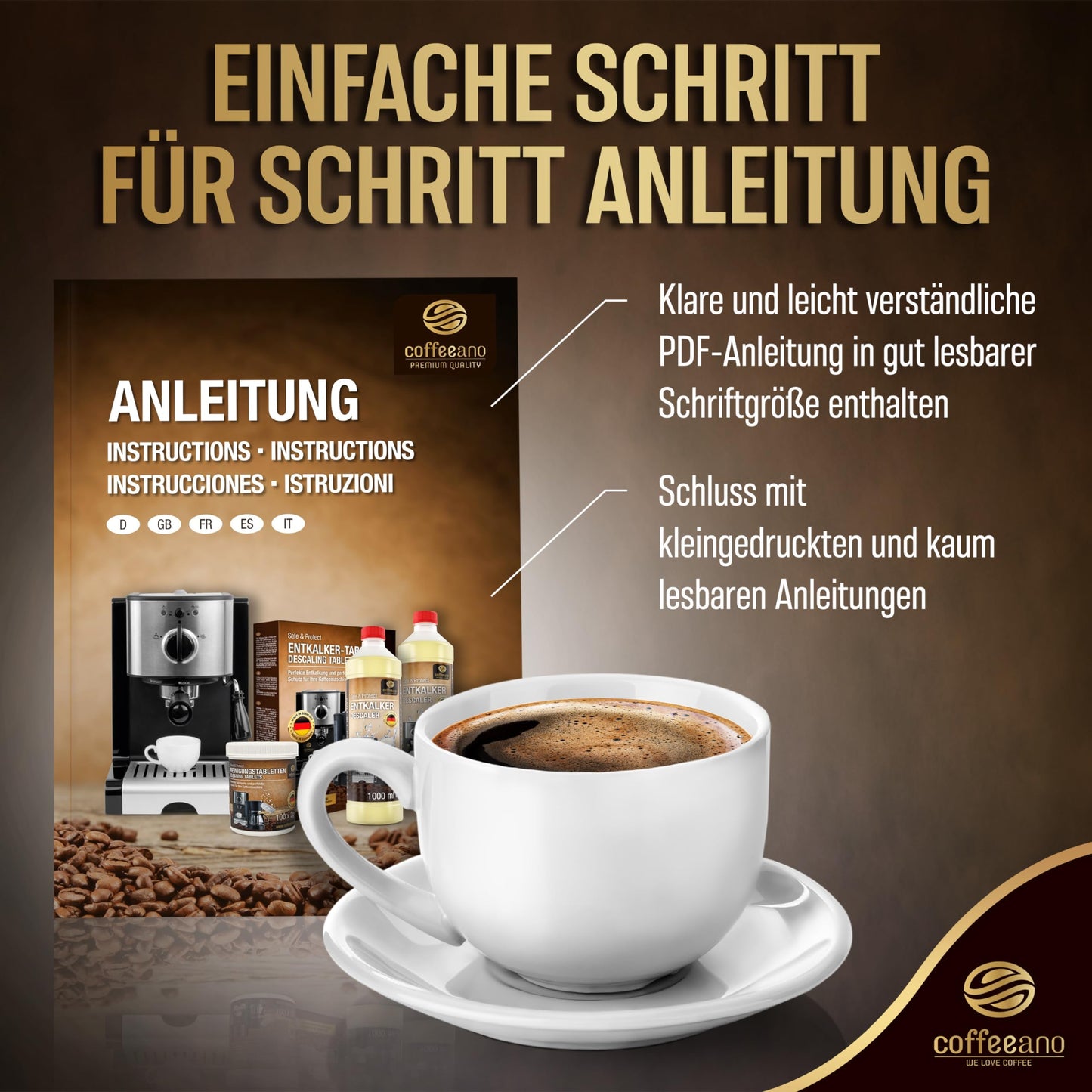 80 x 2-Phasen Reinigungstabletten für Jura Kaffeevollautomaten - Coffeeano Reinigungstabs für Jura Kaffeevollautomaten - Reiniger für Kaffeemaschinen