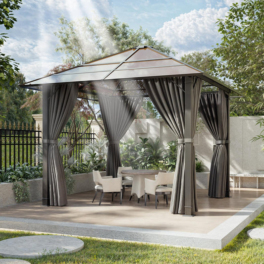 Devoko Pavillon 3x3 Wasserdicht Stabil Winterfest,Aluminium Gartenpavillon,Pavillon mit Festem Dach Protection UV,Geeignet für Außenszenen,Grau