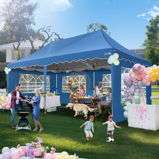 HOTEEL Faltpavillon 3x6 wasserdicht stabil mit 6 Seitenwänden, Pavillon 3x6 UV 50+, Faltpavillon 3x6 verstärktem Rahmen, einfach aufstellbar, Partyzelt 3x6 für Hochzeiten, Partys,Terrasse (Blau)