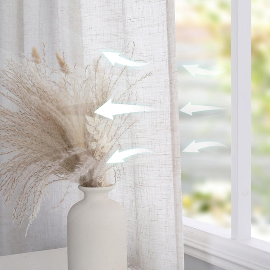 MYSKY HOME Gardinen mit Kräuselband Leinen Vorhänge Wohnzimmer Gardine Leinenoptik für Schienensystem 2er Set H 245 x B 140 cm Curtains für Kinderzimmer Moderne Natur Vorhang, Leinenfarbe