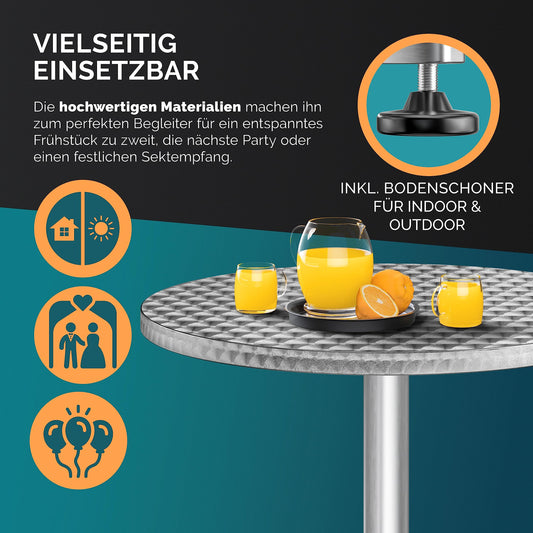 Casaria® Stehtisch 2er Set Klappbar Höhenverstellbar 70cm / 115cm Hoch Aluminium Rund Ø 60cm Wetterfest Outdoor Garten Bistrotisch Bartisch Partytisch