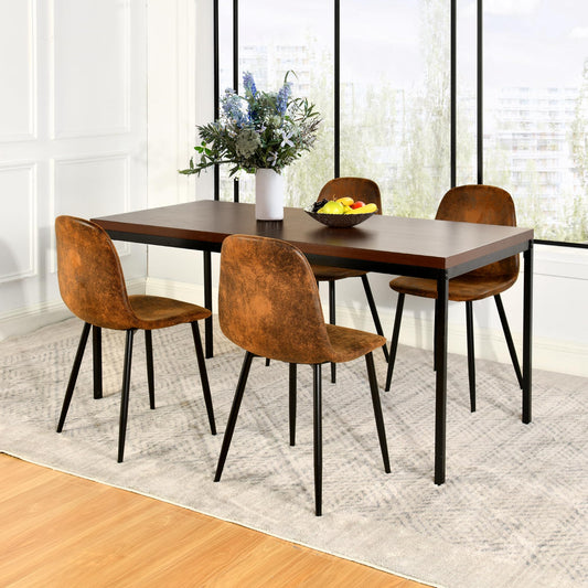 Brauner FurnitureR Konferenztisch 120 cm mit MDF-Platte und mattschwarzem Metallgestell, für 4 Personen in Büro.