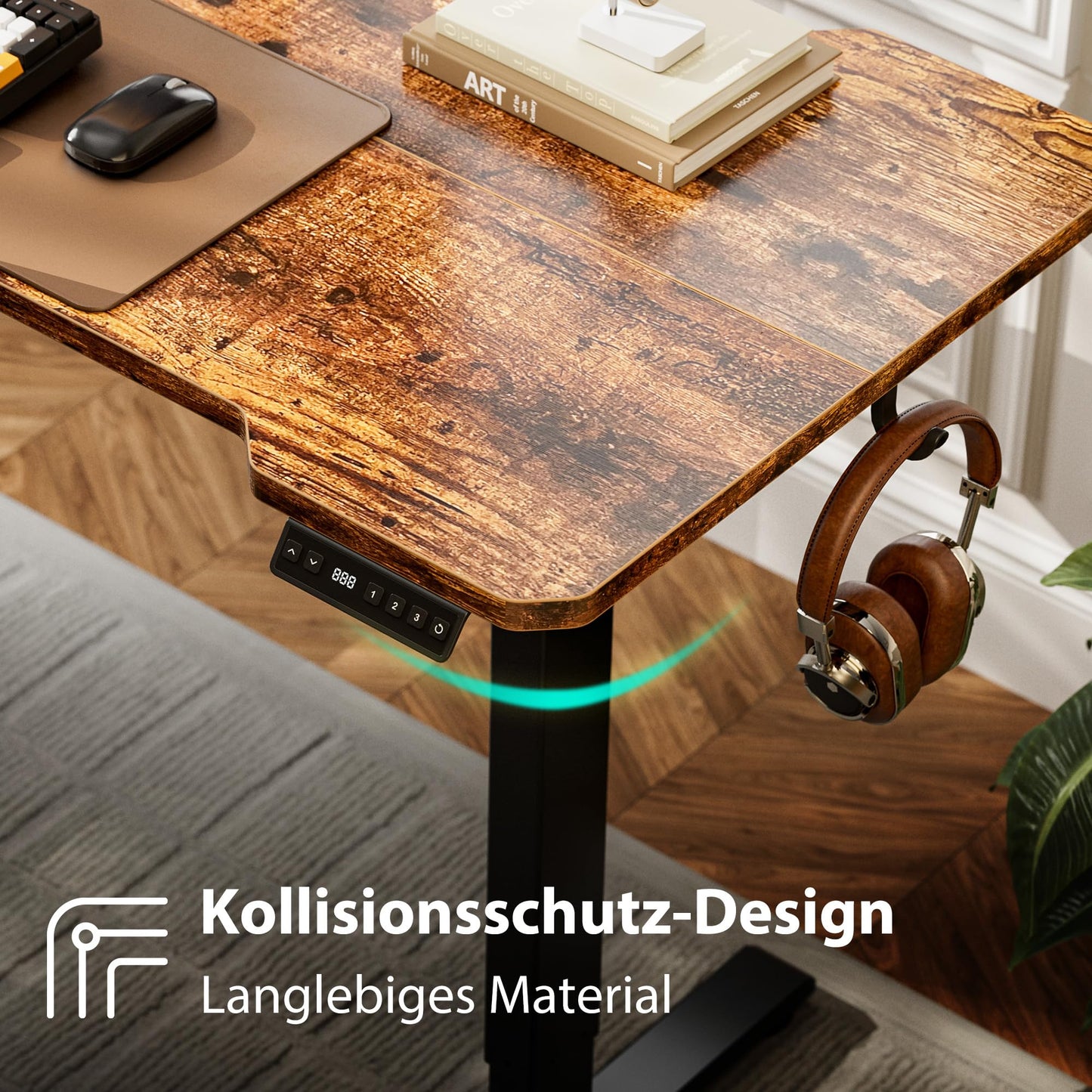 Acrolix Höhenverstellbarer Schreibtisch Eckschreibtisch, 150 X 100 cm Schreibtisch Höhenverstellbar Elektrisch, Steh-Sitz Gaming Tisch Computertisch, Stabile Doppelträger für Zuhause, Büro, Braun
