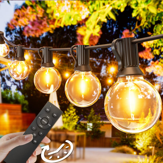 Svater Lichterkette Außen Dimmbar 30m,G40 LED Lichterkette Glühbirnen Außen 52 Plastik Birnen Wasserdicht IP45,Timer Verlinkbar für Outdoor, Terrasse,Bäume,Party Deko, 2700K Warmes Weiß