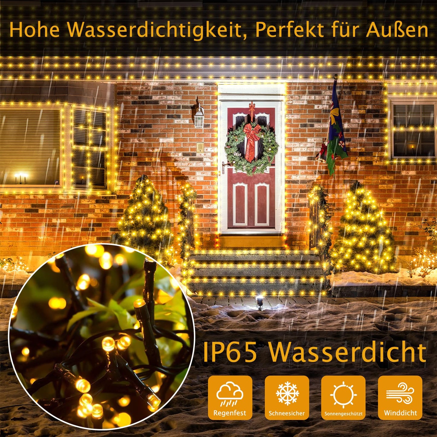 Zewool Lichterkette Außen 120m 1000er LEDs Dimmbar mit Fernbedienung und Timer, 8 Modi IP65 Wasserdicht Lichterketten für Garten Hochzeit Party (Warmweiß)