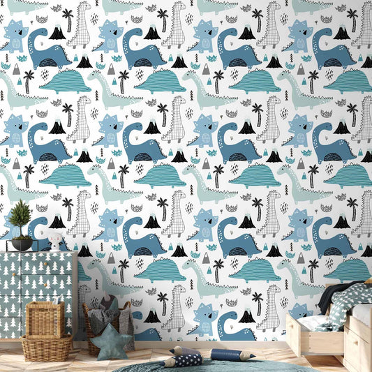 murando - Tapete selbstklebend 10m Wandtattoo dekorative Möbelfolie Dekorfolie Fotofolie Panel Wandaufkleber Wandposter Wandsticker - Kinderzimmer Dinosaurier Dino für Kinder Junge e-B-0013-j-a