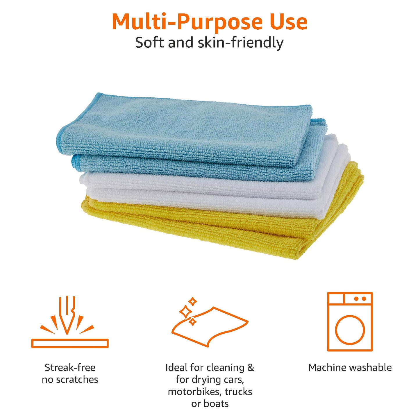 Amazon Basics Mikrofaser Reinigungstuch, 30.5 x 40.6 cm, 48 Stück, Mehrfarbig