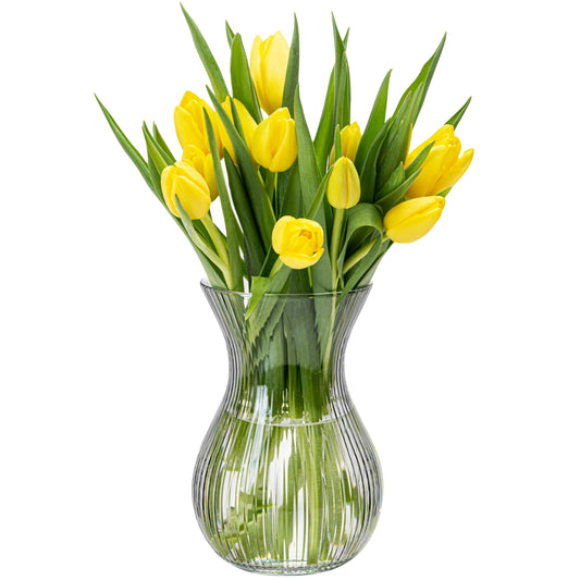 KONZEPT Blumenvase Glas 18 cm Hoch, ⌀ 11 cm, Vase für Tulpen Durchsichtig, Spülmaschinenfest - Kleine Vase für Tischdeko bei Hochzeiten & Partys