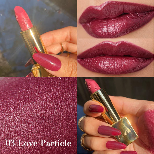 OULAC Lippenstift Metallic Glanz Finish, Rot Farbtöne, Hochpigmentierter, Kein Körniges Gefühl, Langlebig, Feuchtigkeitsspendende Formel, Vegan, 4.3g, (03) Love Particle