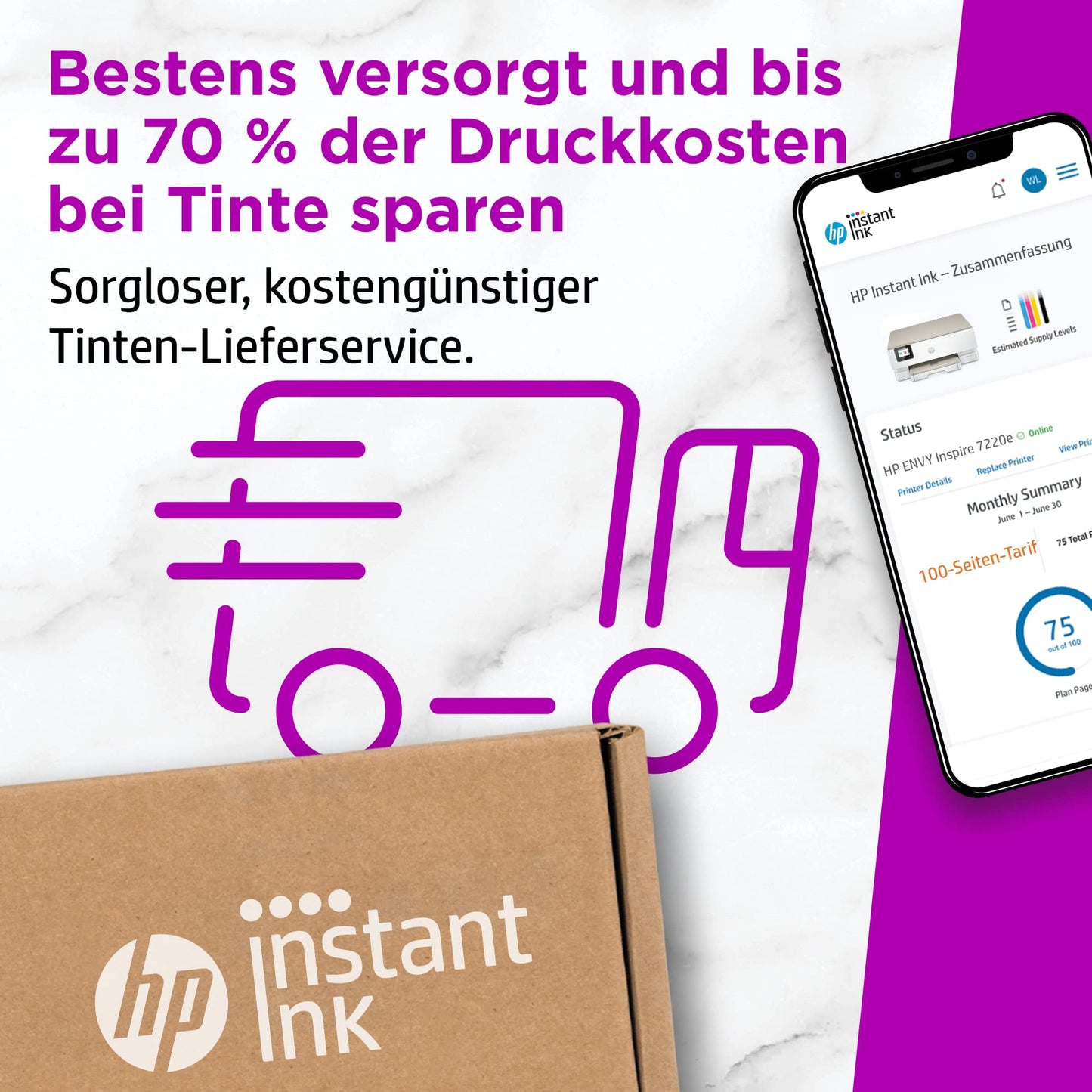 HP Envy Inspire 7220e Multifunktionsdrucker, Tintenstrahldrucker, 6 Monate gratis drucken mit HP Instant Ink inklusive, HP+, Drucken, Scannen, Kopieren, Fotodruck, DIN A4, WLAN, Airprint