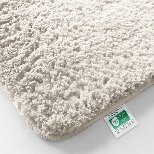casa pura Badematte Creme weicher, Flauschiger Badezimmerteppich in Shaggy Optik, Badvorleger rutschfest waschbar - Duschvorleger, Teppich Fußmatte für Badezimmer, Dusche 50x80 cm, Ivory Sky Soft