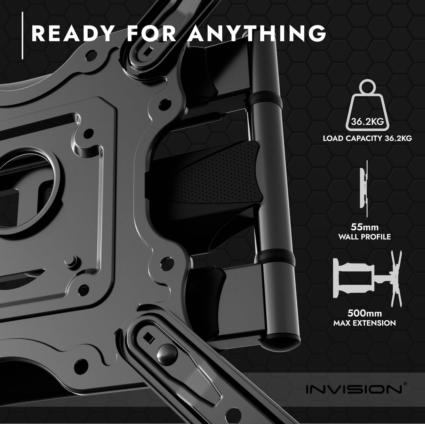 Invision TV Wandhalterung für 24-60 Zoll Bildschirme VESA 100x100 bis 400x400mm Schwenkbare Neigbare und Ausfahren für LED, OLED, Flach & Curved Wandhalter Fernsehers - Max Last 36.2 kg (HDTV-E)
