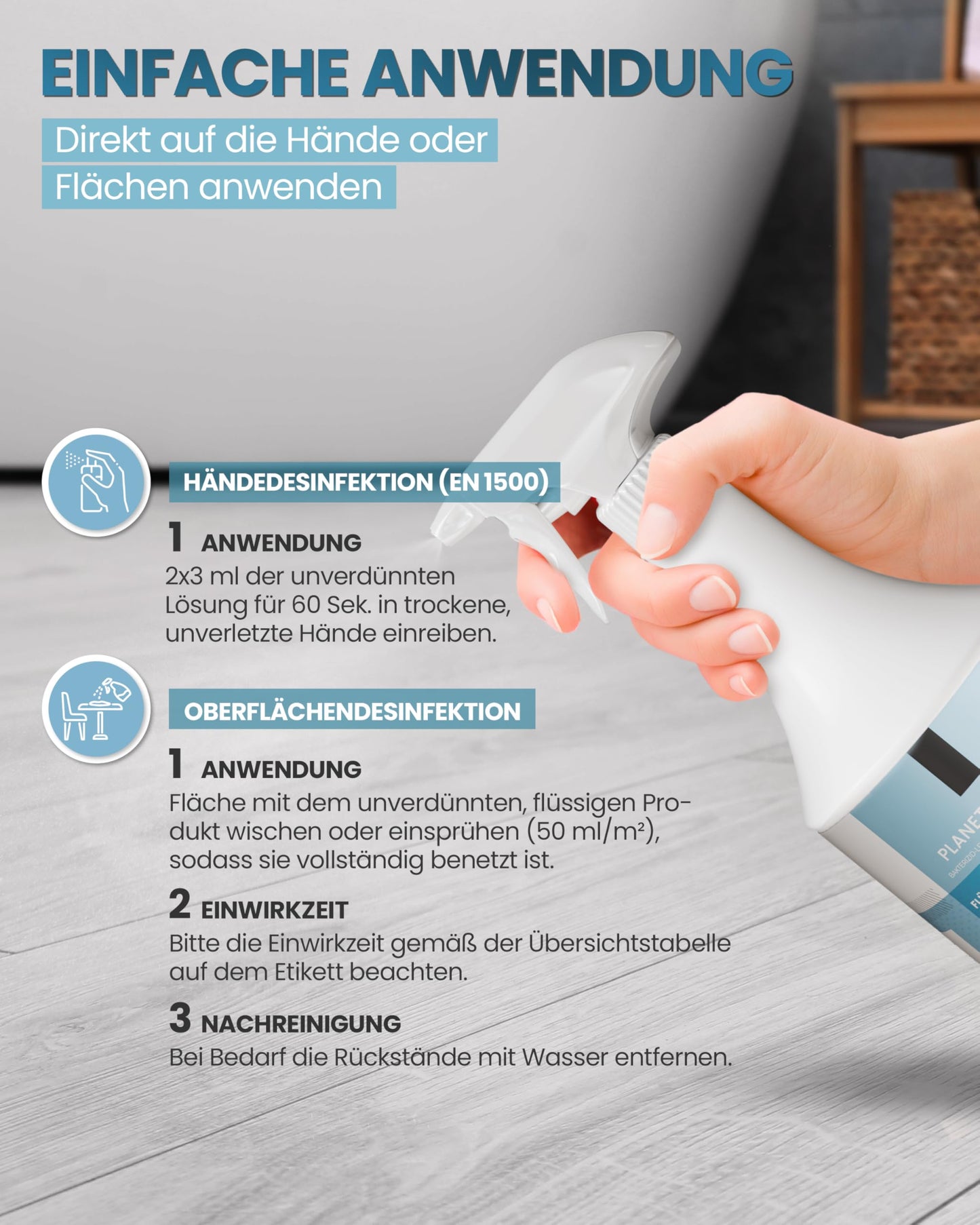Planet Sensitive® - 5L alkoholfreies Desinfektionsmittel für Hände, Flächen & Haut - Gegen Bakterien, Viren, Sporen, Pilze, Hefen, Schimmel und Gerüche | Kanister (Halal & Koscher)