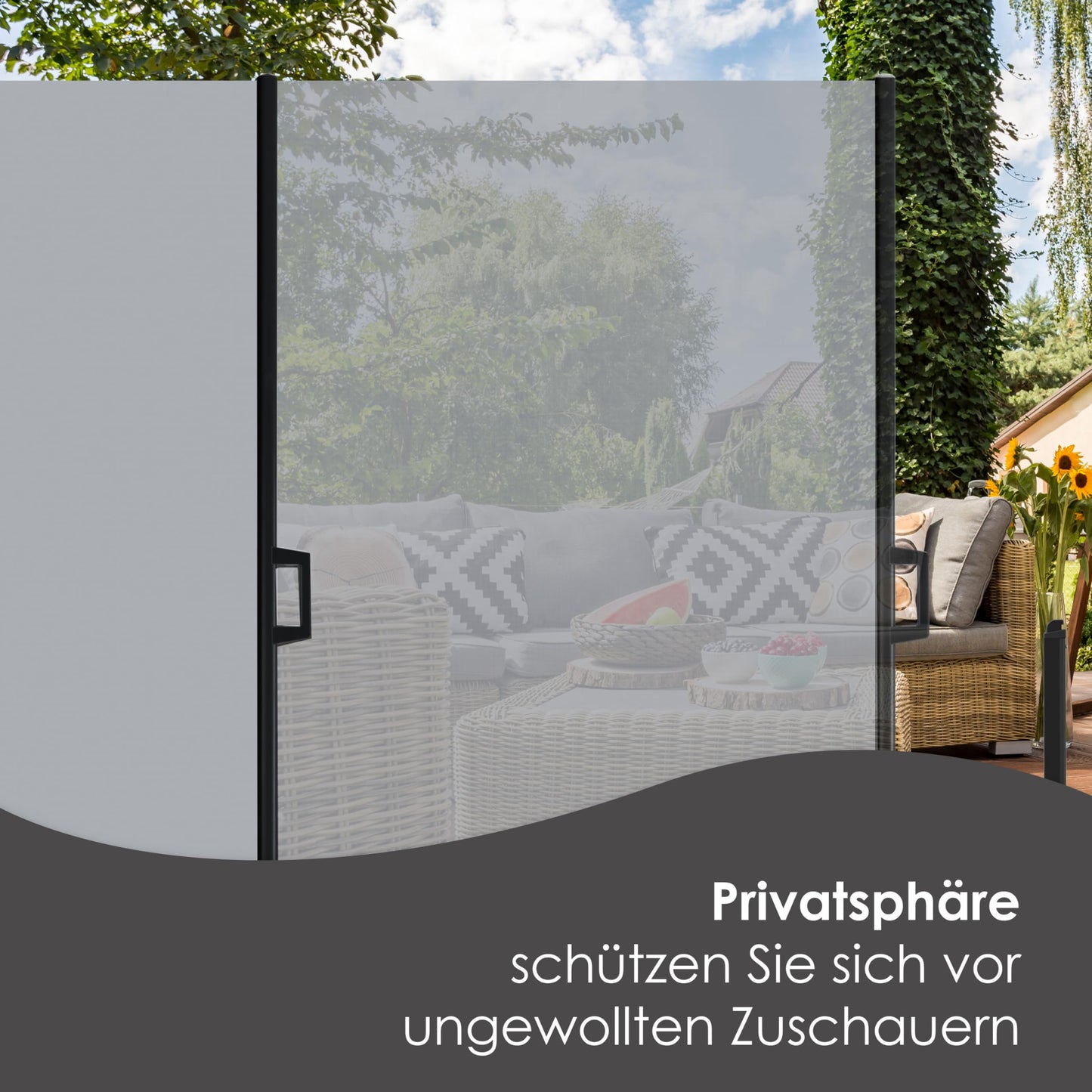KESSER® Seitenmarkise ausziehbar Markise 300 x 180 cm Blickdicht Sichtschutz & Windschutz für Garten Balkon & Terrasse, Seitenrollo mit Wandhalterung, inkl. Wettercover Grau