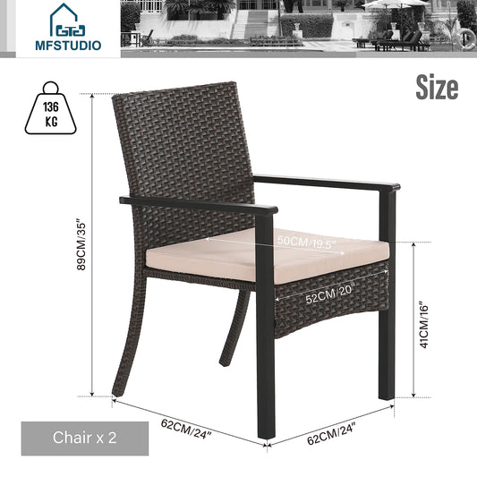 MFSTUDIO Gartenstuhl, Rattan Stuhl Garten Sessel Stuhlset Balkonstühle Terrassenstühle Balkonsessel mit Abnehmbaren Kissen…