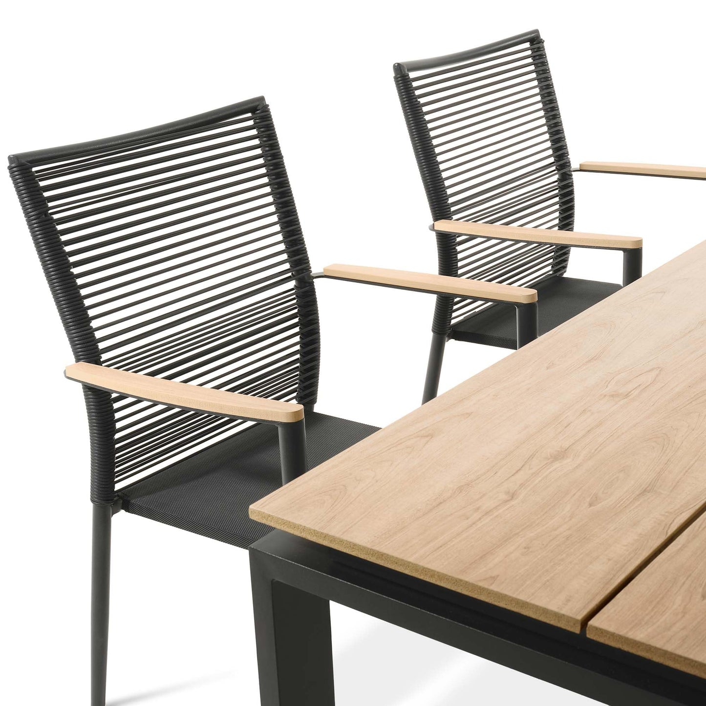 di volio Gartenmöbel PREZZA, langlebiges Gartenmöbel-Set für 6-8 Personen - Esstisch & 6 Stühle, Kunstholz & Aluminium, stapelbare und Bequeme Stühle (6+1)